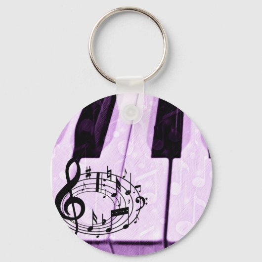 Porte-clés Touches violettes et notes musicales_ (Recto)