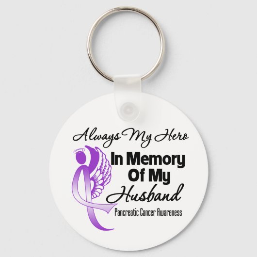 Porte-clés Toujours Mon Héros En Mémoire Mari Cancer Pancréat (Recto)