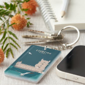 Porte-clés Tour de Belem de Lisbonne dans le style poster vin (Devant droit)