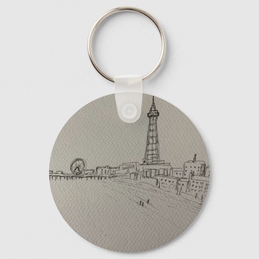 Porte-clés Tour de Blackpool, œuvre d'art originale (Recto)