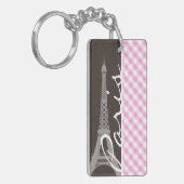 Porte-clés Tour Eiffel Brown et plaid rose (Devant gauche)