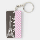 Porte-clés Tour Eiffel Brown et plaid rose (Dos)