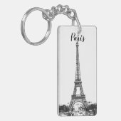 Porte-clés Tour Eiffel noir et blanc (Devant gauche)