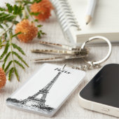 Porte-clés Tour Eiffel noir et blanc (Devant droit)