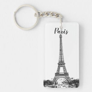 Porte-clés Tour Eiffel noir et blanc