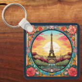 Porte-clés Tour Eiffel Paris Paris Floral (Recto)
