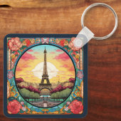 Porte-clés Tour Eiffel Paris Paris Floral (Verso)