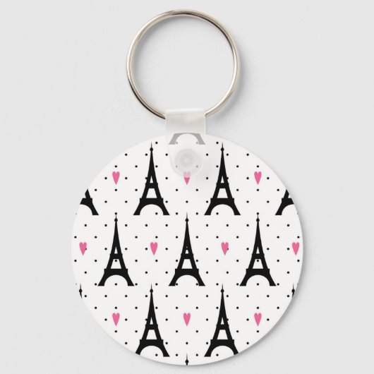 Porte-clés Tour Eiffel Pois & Coeurs Motif (Recto)