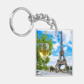 Porte-clés Tour Eiffel verre tourné (Devant gauche)
