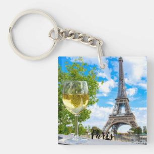Porte-clés Tour Eiffel verre tourné
