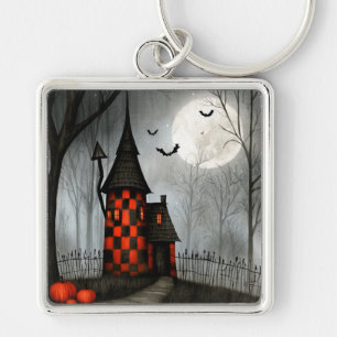 Porte-clés Tour gothique à damier Halloween