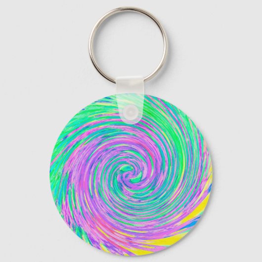 Porte-clés Tourbillon Abstrait Bleu Turquoise et Violet (Recto)