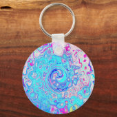 Porte-clés Tourbillon Abstrait Rétro Bleu de Robin Groovy (Recto)