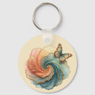 Porte-clés tourbillon de papillon plumeux