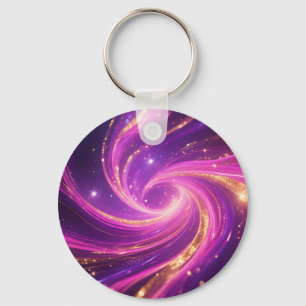 Porte-clés Tourbillon d'énergie abstrait rose violet