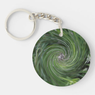 Porte-clés Tourbillon floral vert chartreuse rétro abstrait c