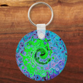 Porte-clés Tourbillon Liquide Abstrait Rétro Vert Citron (Recto)