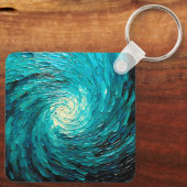Porte-clés Tourbillon océan turquoise abstrait (Verso)