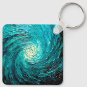 Porte-clés Tourbillon océan turquoise abstrait (Dos)