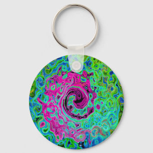 Porte-clés Tourbillon rétro Super rose et bleu chaud