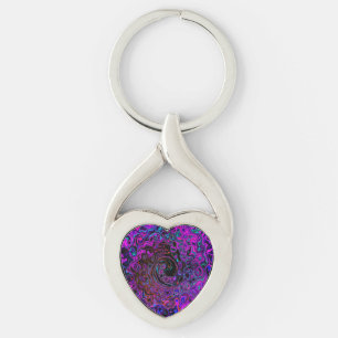 Porte-clés Tourbillonnement Liquide Rétro Noir et Magenta