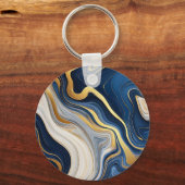 Porte-clés Tourbillons de marbre bleu or naval (Verso)