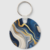 Porte-clés Tourbillons de marbre bleu or naval (Verso)