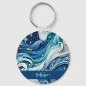 Porte-clés Tourbillons d'hiver bleus et gelés (Recto)