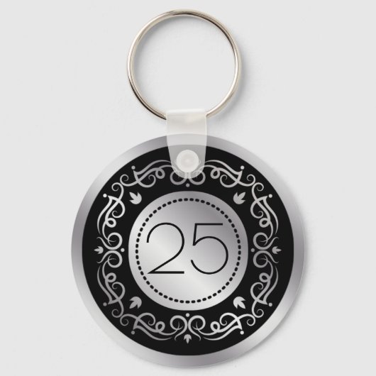 Porte-clés Tourbillons noirs en argent 25e anniversaire Maria (Recto)