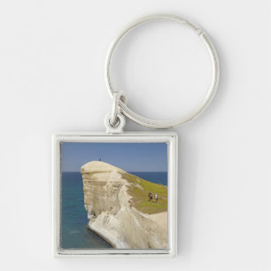 Porte-clés Touristes au sommet de la falaise à Tunnel Beach