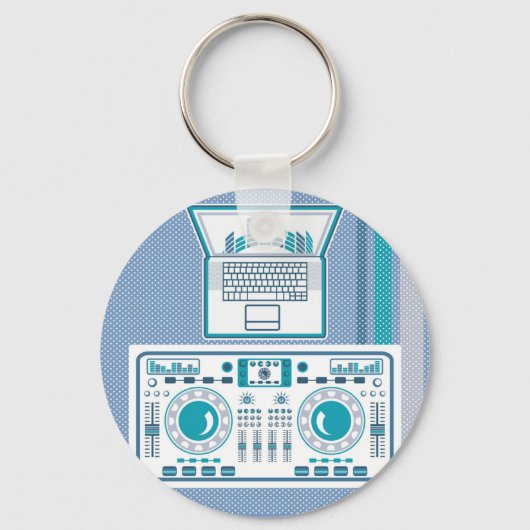 Porte-clés Tourne-disque avec ordinateur portable DJ équipeme (Recto)