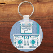 Porte-clés Tourne-disque avec ordinateur portable DJ équipeme (Recto)