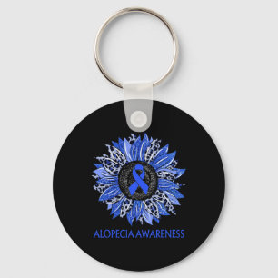 Porte-clés Tournesol Alopécie Sensibilisation Bleu Ribbon Sup