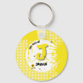 Porte-clés Tournesol Aquarelle avec Papillons Comme Jaune (Verso)