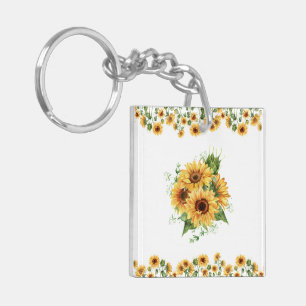 Porte-clés Tournesol aquarelle – Graphique floral