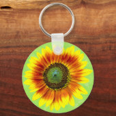 Porte-clés Tournesol Bold Floral Jaune et Fleur verte (Recto)