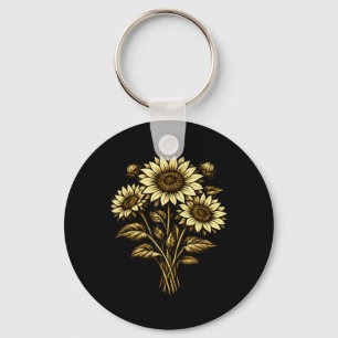 Porte-clés Tournesol Botanique Floral Vintage Nature