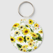 Porte-clés Tournesol d'aquarelle 7 (Recto)