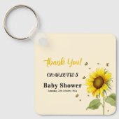 Porte-clés Tournesol d'aquarelle avec Baby shower de papillon (Recto)