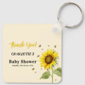 Porte-clés Tournesol d'aquarelle avec Baby shower de papillon (Dos)