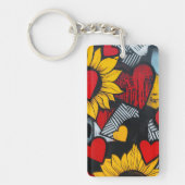Porte-clés tournesol et coeurs (Devant)
