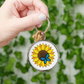 Porte-clés Tournesol et papillon bleu (Main)