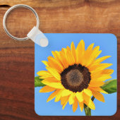 Porte-clés Tournesol jaune contre soleil sur ciel bleu - été (Recto)