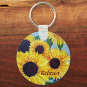 Porte-clés Tournesol jaune personnalisé (Recto)