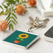 Porte-clés Tournesol Kawaii en pot (Côté)