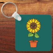 Porte-clés Tournesol Kawaii en pot (Recto)