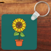Porte-clés Tournesol Kawaii en pot (Verso)