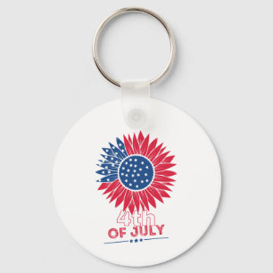 Porte-clés Tournesol patriotique Quatrièmement Juillet Floral
