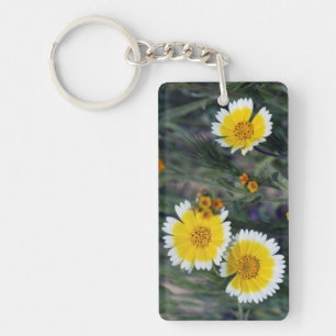 Porte-clés Tournesols jaunes et blancs fleur sauvage