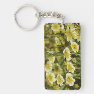 Porte-clés Tournesols jaunes et blancs fleur sauvage